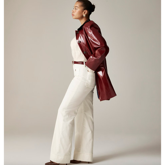NEW J.Crew Tall Wide Leg Velvet Sailor Trouser High Waist Preppy Ivory US 30 - Picture 4 of 13